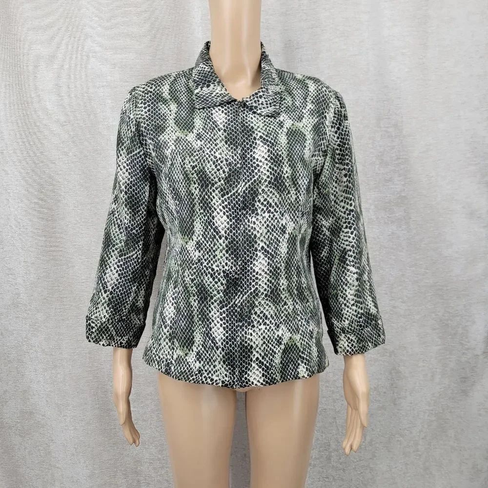 Silkland Silk Women's Green Snakeskin Patterned Jacket